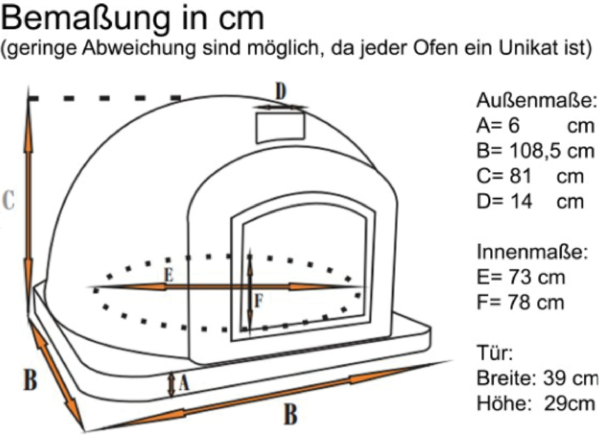 Steinofen Rustic AL 110 inkl. Kaminrohr und Regenhut mit fahrbarem Gestell
